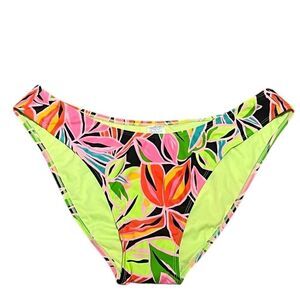 Wild‎ Fable Low Rise High Leg Cheeky Tropical Print Bikini Bottoms, XL, NWT
